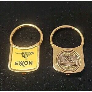 Vintage Exxon "Tiger in your Tank" Keychains Advertising Polished 80's